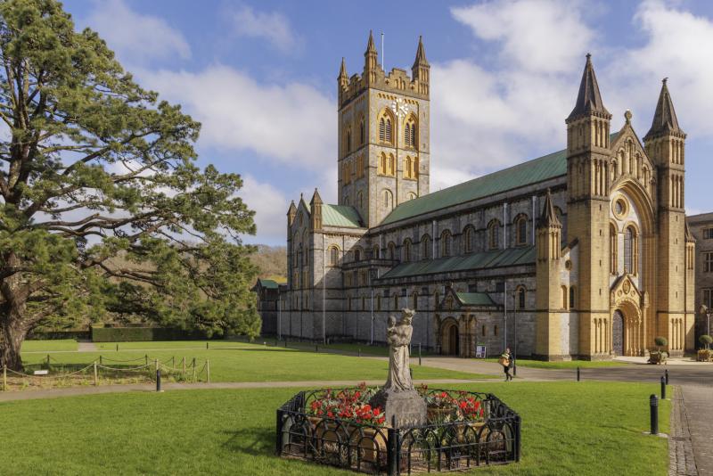view of the Abbey Church from grounds